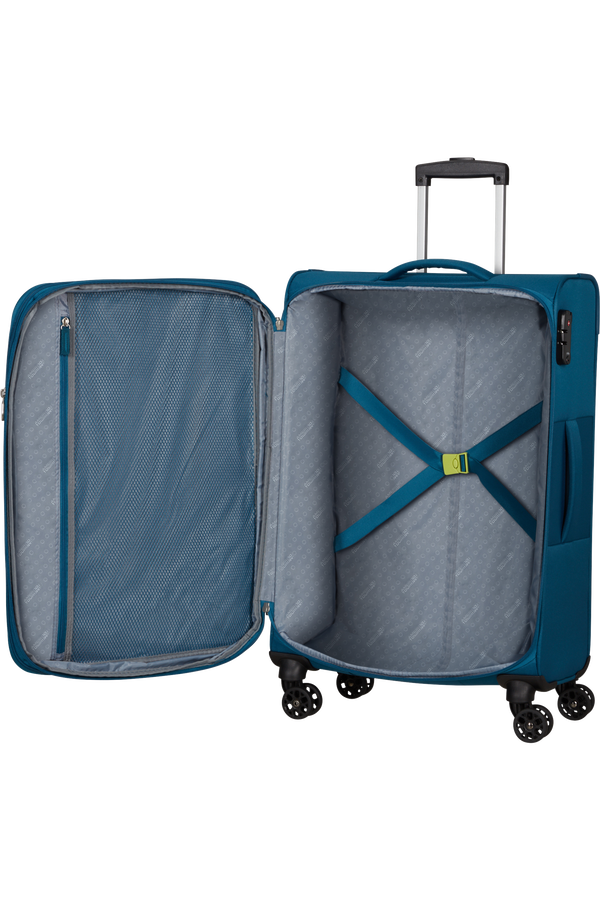 American Tourister Deep Dive Spinner Expandable TSA M  Teal/Lime