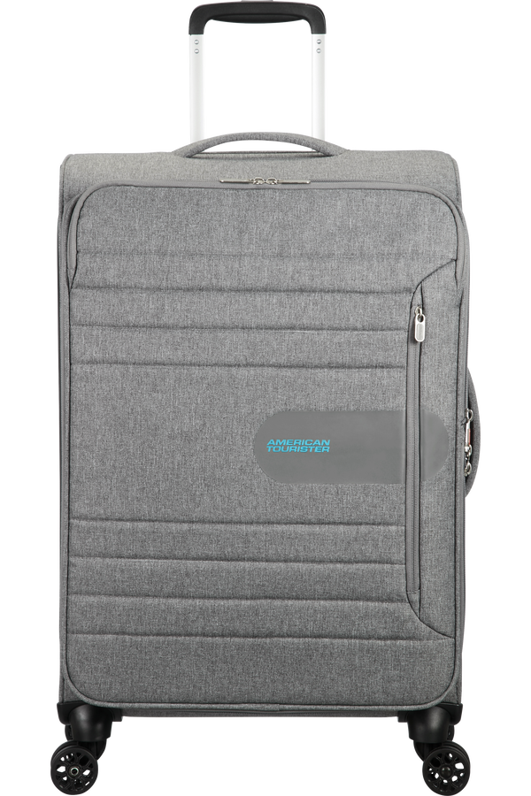 American Tourister Sonicsurfer 4-wheel 68cm medium Spinner suitcase Expandable Metal Grey
