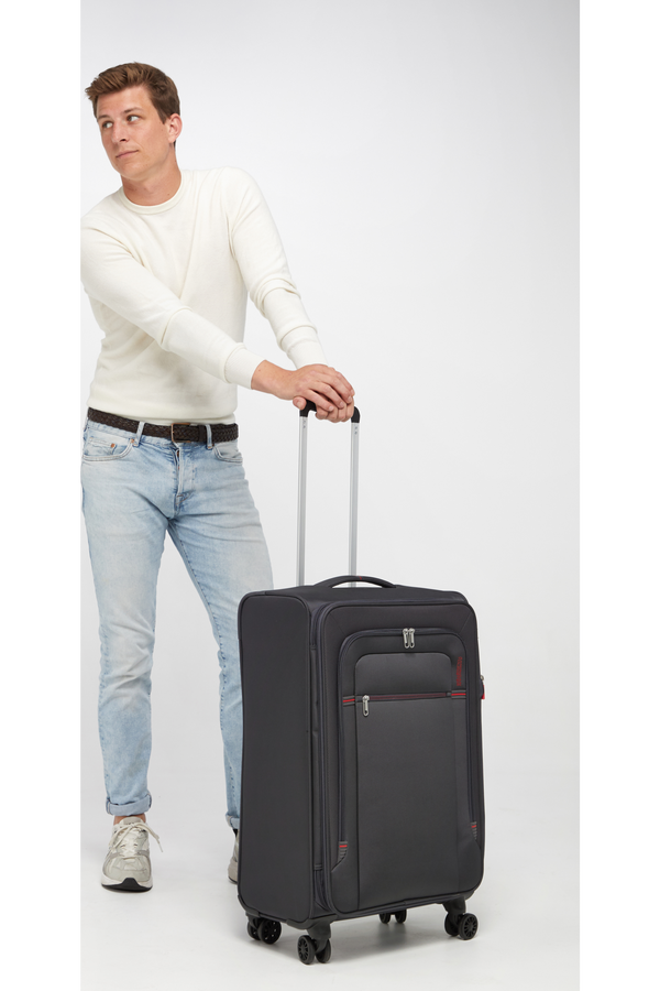 American Tourister Crosstrack Spinner Expandable 67cm  Grey/Red American Tourister Crosstrack Spinner Expandable 67cm  Grey/Red