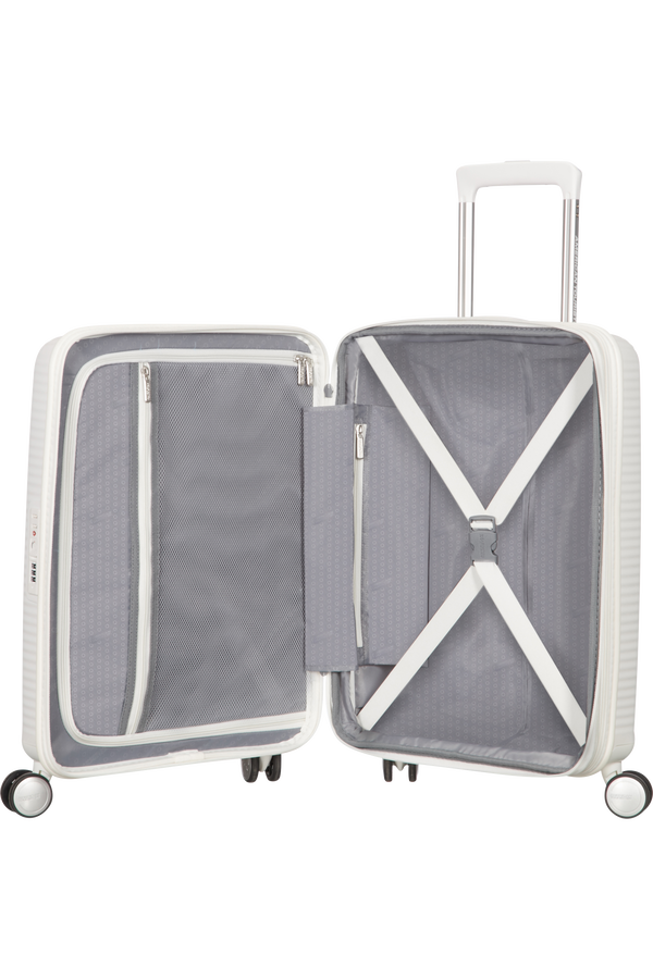 American Tourister Soundbox Spinner Expandable 55cm Pure White
