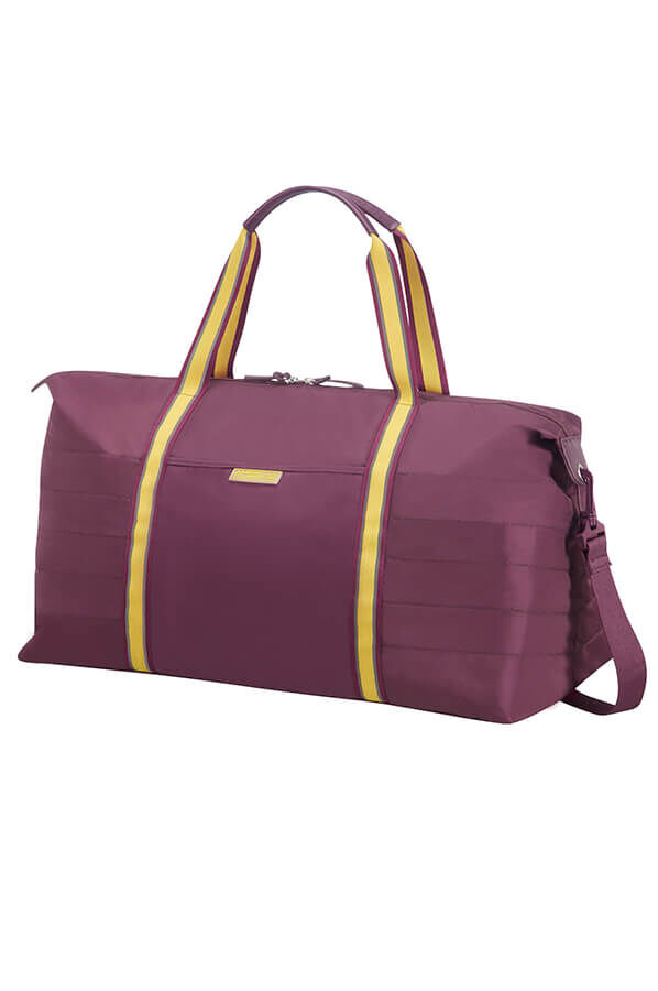purple weekender bag